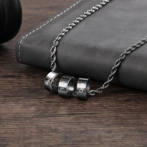 قلادة اسم مخصصة 2/3/4/5/6 حبات السحر قلادات للرجال نقش الاسم الأولي التاريخ للرجال in Kuwait