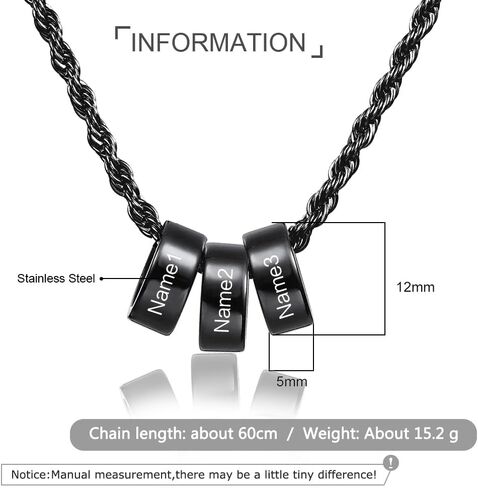 قلادة اسم مخصصة 2/3/4/5/6 حبات السحر قلادات للرجال نقش الاسم الأولي التاريخ للرجال in Kuwait