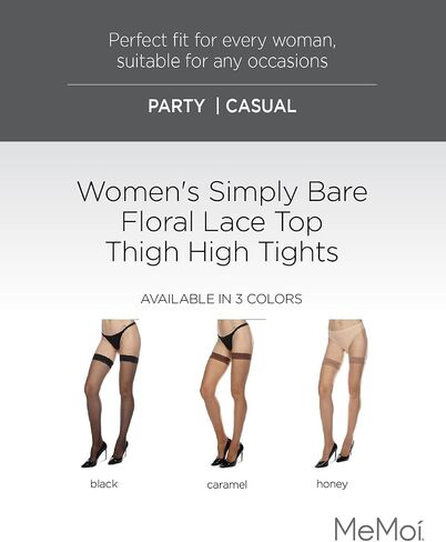 MeMoi Women's Simply Bare Floral Lace Top Thigh High Tights in Saudi Arabia