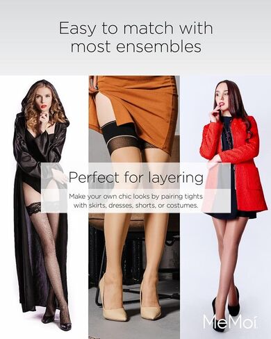 MeMoi Women's Simply Bare Floral Lace Top Thigh High Tights in Saudi Arabia