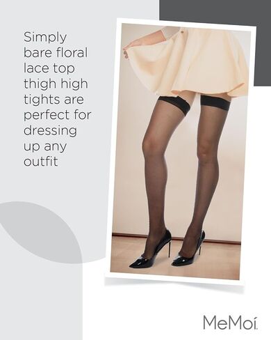 MeMoi Women's Simply Bare Floral Lace Top Thigh High Tights in Saudi Arabia