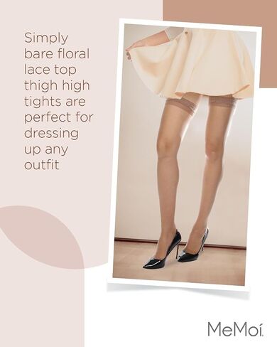MeMoi Women's Simply Bare Floral Lace Top Thigh High Tights in Saudi Arabia