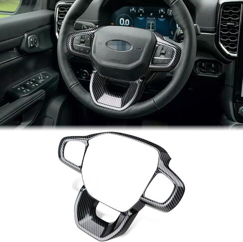 Auovo Steering Wheel Cover Trim Compatible with Ford Ranger Accessories 2024 2025 Carbon Fiber Steering Wheel Panel Frame Cover for 2024 Ranger XL XLT Lariat (Carbon Pattern) in Saudi Arabia