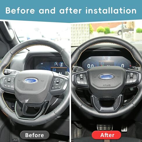 Auovo Steering Wheel Cover Trim Compatible with Ford Ranger Accessories 2024 2025 Carbon Fiber Steering Wheel Panel Frame Cover for 2024 Ranger XL XLT Lariat (Carbon Pattern) in Saudi Arabia