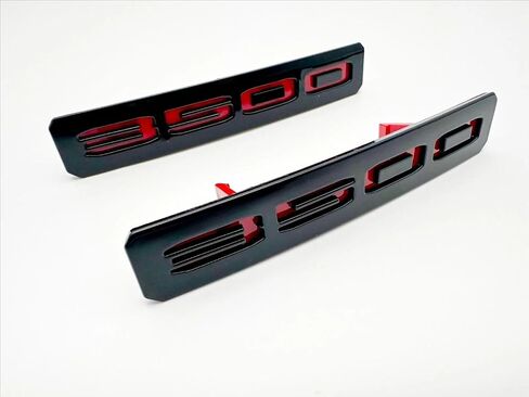 2Pcs Custom Design Front Bumper Fascia Side 3500 Emblems 3D Badge Nameplate Compatible with 2024+ Sierra 3500HD 86578370 86578372 (Black Red) in Kuwait