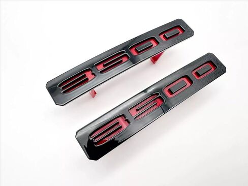 2Pcs Custom Design Front Bumper Fascia Side 3500 Emblems 3D Badge Nameplate Compatible with 2024+ Sierra 3500HD 86578370 86578372 (Black Red) in Kuwait