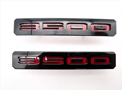 2Pcs Custom Design Front Bumper Fascia Side 3500 Emblems 3D Badge Nameplate Compatible with 2024+ Sierra 3500HD 86578370 86578372 (Black Red) in Kuwait