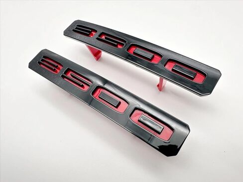 2Pcs Custom Design Front Bumper Fascia Side 3500 Emblems 3D Badge Nameplate Compatible with 2024+ Sierra 3500HD 86578370 86578372 (Black Red) in Kuwait