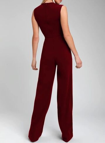 Happy Sailed Womens Square Neck Jumpsuit Summer Sleeveless Wide Leg Pants Rompers Dressy Jumpers Business Casual Outfits in Kuwait