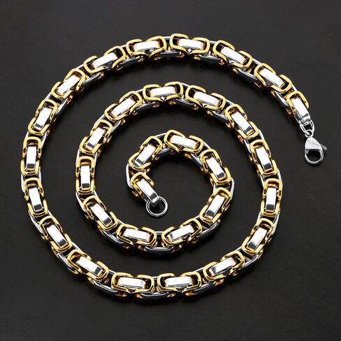 Invicta Jewelry Stainless Steel Gold Necklace for Men, Polished Byzantine Chain (8mm) - 26-Inch in Saudi Arabia