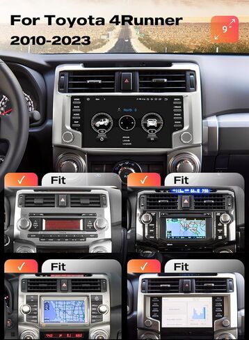 وحدة رأس Dasaita لاستبدال Toyota 4Runner 2010-2023، 9 بوصة، شاشة لمس QLED، مع CarPlay اللاسلكي وAndroid Auto، شبكة 4G مدمجة، 6 جيجابايت + 64 جيجابايت، ملاحة داخل لوحة القيادة، Android 13 in Kuwait