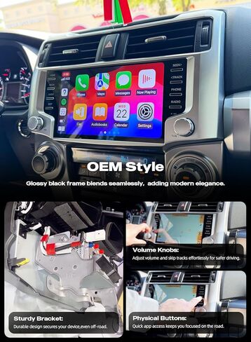 وحدة رأس Dasaita لاستبدال Toyota 4Runner 2010-2023، 9 بوصة، شاشة لمس QLED، مع CarPlay اللاسلكي وAndroid Auto، شبكة 4G مدمجة، 6 جيجابايت + 64 جيجابايت، ملاحة داخل لوحة القيادة، Android 13 in Kuwait