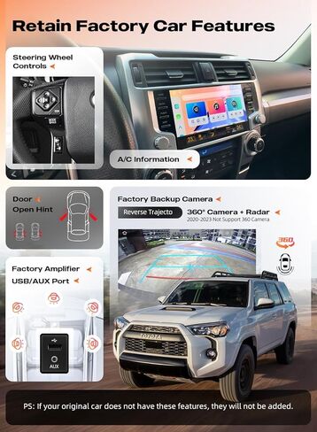 وحدة رأس Dasaita لاستبدال Toyota 4Runner 2010-2023، 9 بوصة، شاشة لمس QLED، مع CarPlay اللاسلكي وAndroid Auto، شبكة 4G مدمجة، 6 جيجابايت + 64 جيجابايت، ملاحة داخل لوحة القيادة، Android 13 in Kuwait