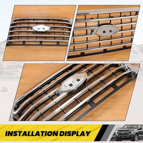 شبكة الوفير الأمامية Kuafu متوافقة مع استبدال Ford F-150 2015-2017 FORD F-150 لـ FO1200582 FL3Z8200EA GRILL Chrome Slvery in Saudi Arabia