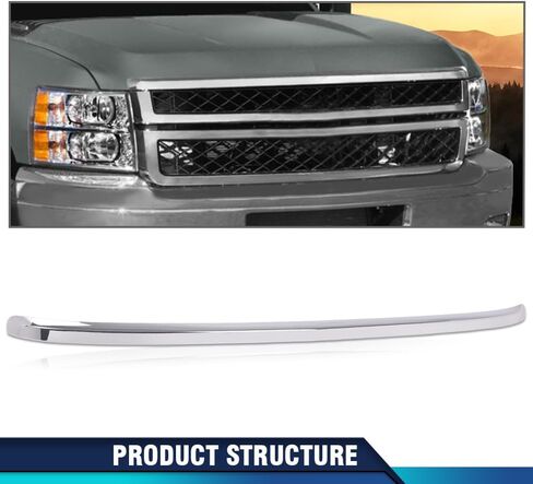 Pit66 Grill Hood صب صب القولط متوافق مع Chevy Silverado 2500HD 3500HD 2011 2012 2013 2014 20963700 GM1235124 CHROME GRILLE in Saudi Arabia