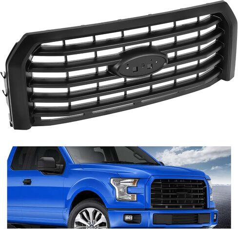 KUAFU Front Bumper Grille Compatible with 2015-2017 Ford F-150 Replacement for FO1200582 FL3Z8200EA Grill Chrome Silvery in Saudi Arabia