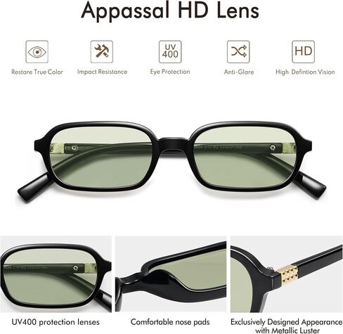 Appassal Retro Rectangular Sunglasses for Women Vintage 2026 Fashion Trendy Funny Small 90s Square Sunnies AP3698 in Kuwait
