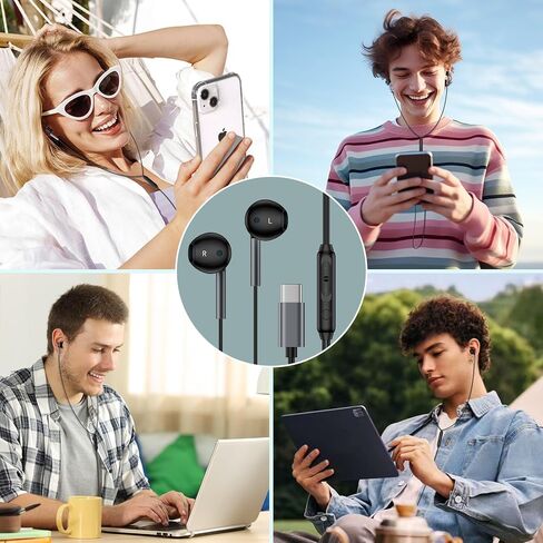 USB C Headphones Wired Earbuds for iPhone 16e 16 Pro Max 16 Pro 16 Plus 16 15 Pro Max 15 Pro 15 Plus 15, in-Ear Type C Earphones with Microphone Volume Control for Samsung Galaxy S25 S24 S23 S22 S21 in Saudi Arabia