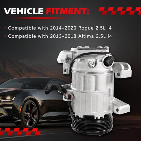 AC Compressor Fit for 2013-2018 Altima 2.5L l4 (Only fit SL or SV), Fit for QX60 Hybrid Plus 2018 2.5L Fit for QX60 Hybrid 2019 2.5L, with Clutch Replacement for 10000752, 140919, 140919NC, 2022517 in Saudi Arabia