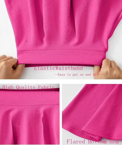 Girls Skirt School Uniform Skirts for Girls Casual Mini Flare Plain Pleated Stretch Waist Skater Skirt Red-Size5-6Y in Saudi Arabia