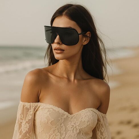Oversized One-Piece Square Sunglasses Women 2025 Luxury Trendy Punk Shield Shades Outdoor Eyewear For Ladies in Saudi Arabia