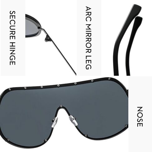 Oversized One-Piece Square Sunglasses Women 2025 Luxury Trendy Punk Shield Shades Outdoor Eyewear For Ladies in Saudi Arabia