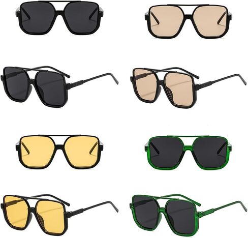 4 Pieces Retro Oversized Aviator Sunglasses for Women Men Square Semi Rimless 70s Vintage Aviator Sun Glasses in Saudi Arabia