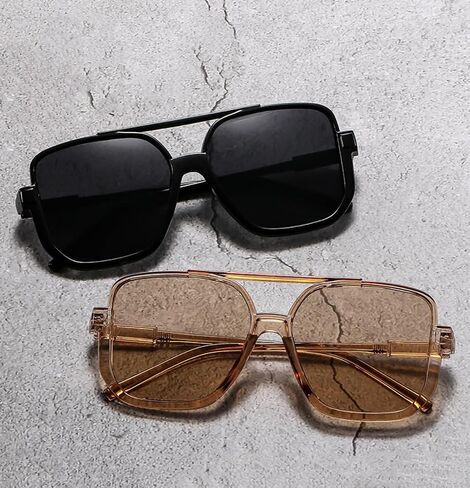 4 Pieces Retro Oversized Aviator Sunglasses for Women Men Square Semi Rimless 70s Vintage Aviator Sun Glasses in Saudi Arabia
