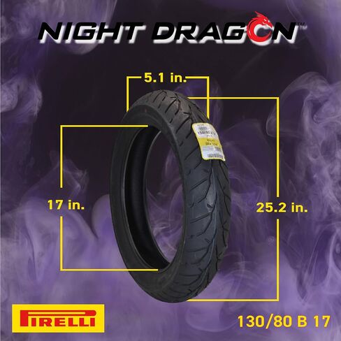 Pirelli Night Dragon 130/80B17 M/C 65H TL Cruiser Motorcycle Pront Tyre - Tuckion Traction and Talling for عالية الأداء مع سلسلة المفاتيح in Kuwait