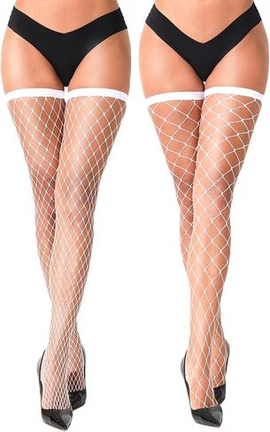 2 Pairs Women's Pink Rhinestone Stockings Sparkly Fishnet Thigh High Sexy Stockings for Women in Saudi Arabia