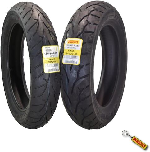 Pirelli Night Dragon 130/80B17 M/C 65H TL Cruiser Motorcycle Pront Tyre - Tuckion Traction and Talling for عالية الأداء مع سلسلة المفاتيح in Saudi Arabia
