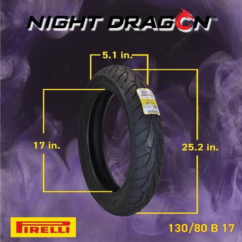 Pirelli Night Dragon 130/80B17 M/C 65H TL Cruiser Motorcycle Pront Tyre - Tuckion Traction and Talling for عالية الأداء مع سلسلة المفاتيح in Saudi Arabia