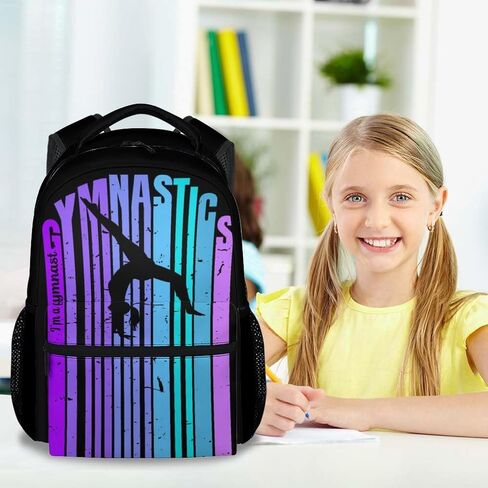 Backpacks for School, 17 Inch Aesthetic Gymnastic Backpack for Girls, Black Lightweight Bookbag for Kids in Kuwait