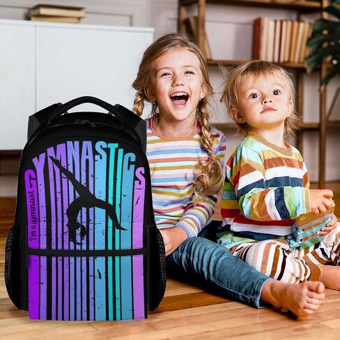 Backpacks for School, 17 Inch Aesthetic Gymnastic Backpack for Girls, Black Lightweight Bookbag for Kids in Kuwait