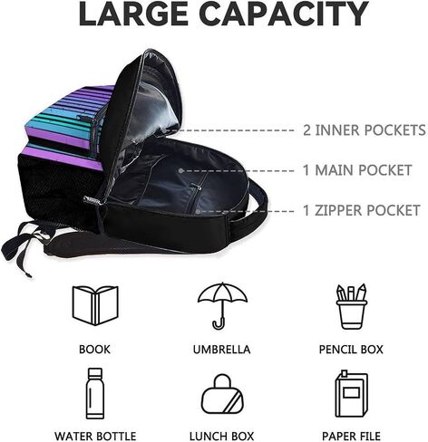 Backpacks for School, 17 Inch Aesthetic Gymnastic Backpack for Girls, Black Lightweight Bookbag for Kids in Kuwait