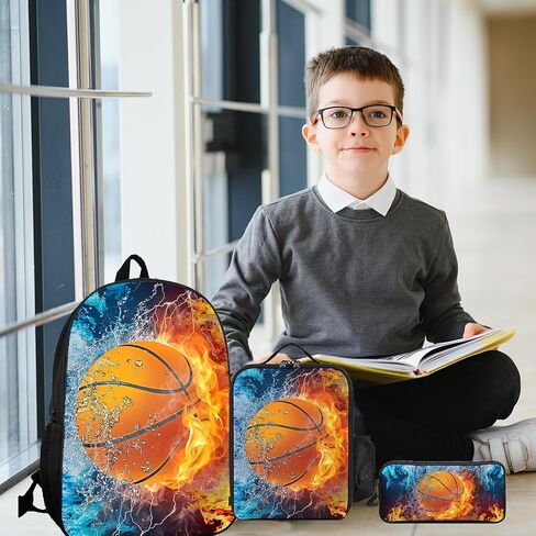 3pcs soccer backpack مجموعة للأولاد ، حقائب ظهر كبيرة الوزن مع صندوق الغداء وحالة القلم الرصاص ، حقيبة الكتب الرياضية الرائعة للأطفال ، والعودة إلى حقيبة الظهر للمدرسة للمدرسة الابتدائية والمتوسطة - 01 in Kuwait