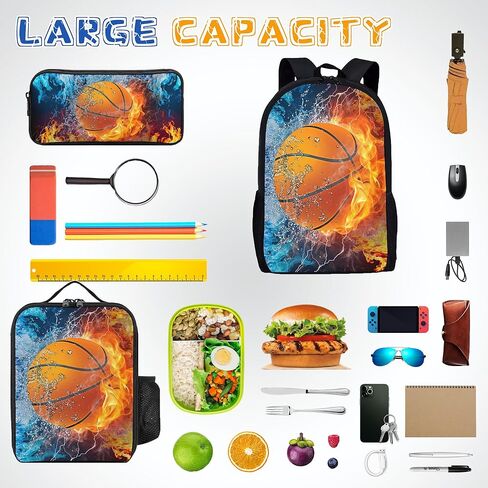 3pcs soccer backpack مجموعة للأولاد ، حقائب ظهر كبيرة الوزن مع صندوق الغداء وحالة القلم الرصاص ، حقيبة الكتب الرياضية الرائعة للأطفال ، والعودة إلى حقيبة الظهر للمدرسة للمدرسة الابتدائية والمتوسطة - 01 in Kuwait
