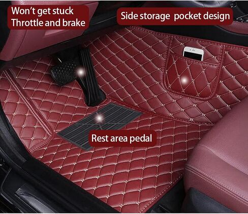 Custom Car Floor Mats Customizable 95% Car Model PU Leather All Weather Waterproof Non-Slip Diamond Full Covered Protection Advanced Performance Liners,Personalized Text and Image, Red in Saudi Arabia