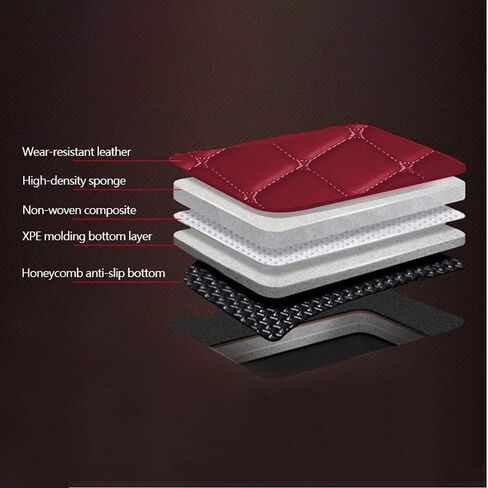 Custom Car Floor Mats Customizable 95% Car Model PU Leather All Weather Waterproof Non-Slip Diamond Full Covered Protection Advanced Performance Liners,Personalized Text and Image, Red in Saudi Arabia