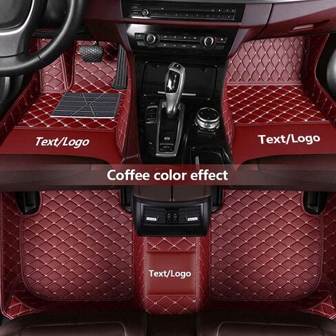 Custom Car Floor Mats Customizable 95% Car Model PU Leather All Weather Waterproof Non-Slip Diamond Full Covered Protection Advanced Performance Liners,Personalized Text and Image, Red in Saudi Arabia