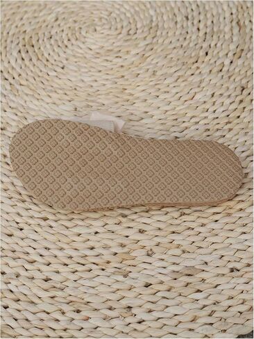 MakeMeChic Women's Bow Straw Flat Sandals Round Open Toe Beach Slip on Sandals in Saudi Arabia