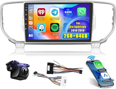 Hikity 4+64G Car Radio Stereo for Kia Sportage KX5 2016 2017 2018 Radio with 9 Inch Touch Screen, Carplay/Android Auto GPS Navigation/Mirror Link/DSP/Bluetooth+AHD Backup Camera in Saudi Arabia