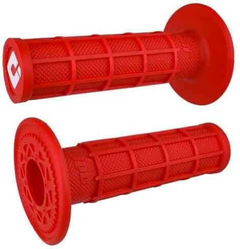 MPP+ ODI Ruffian Full Waffle MX Motorcycle Dirtbike E-Bike Medium Compound Rubber Grips Red for Twist Throttle Made in The USA in Saudi Arabia