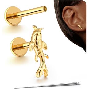 BodyBonita G23 Titanium Earrings - Hypoallergenic Flat Back Stud Earrings 16G Helix Conch Tragus Piercing Jewelry Internal Thread Cartilage Earrings for Women 6mm 8mm in Saudi Arabia