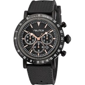 Nautica Men's Spettacolare Reissue Black Silicone Strap Watch (Model: NAPSPF202) in Saudi Arabia