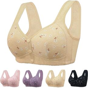 Daisy Bras for Older Women Front Closure Cotton Comfortable Bra Plus Size Front Snap Bra No Underwire in Kuwait