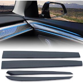 غلاف غطاء لوحة القيادة وغطاء لوحة ذراع الباب الأمامي لغطاء الأذرع لـ Tesla Model 3 2021 2022 2023 و Model Y 2019-2024 الملحقات الداخلية ، ألياف الكربون اللامعة ، 4 مساءً in Kuwait