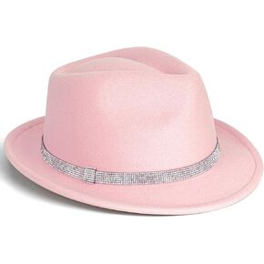 Fadachy Fedora Hats for Women & Men العصرية العصرية القصيرة شعرت قبعة مع حزام الراين Trilby Panama قبعة in Kuwait