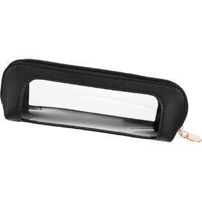 Small Clear Makeup Bag, PU Leather Travel Makeup Brush Case Portable Transparent Waterproof Cosmetic Organizer Pouch with Zipper for Women Home Travel Office Makeup Storage (White) in Saudi Arabia