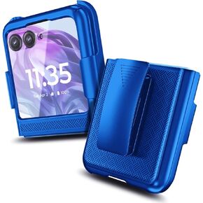 حافظة YZB مع مشبك لهاتف Motorola Razr+ (Plus) 2024، [لا تناسب Razr 2024] غطاء واقٍ رفيع للغاية وسهل التركيب مع مجموعة حافظة بمشبك حزام دوار ومسند مدمج، أسود in Kuwait